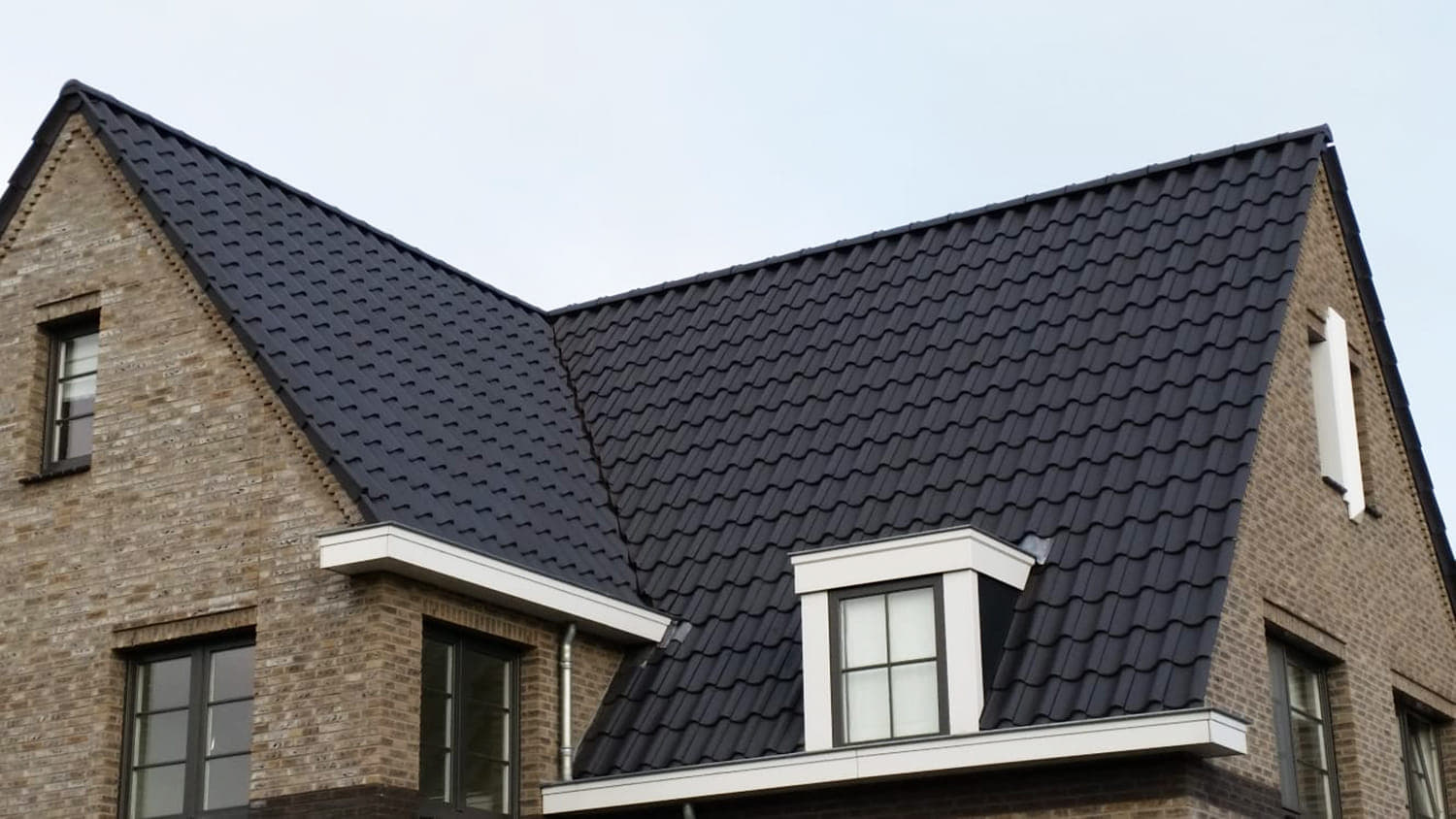Dak met grote zwarte dakpannen